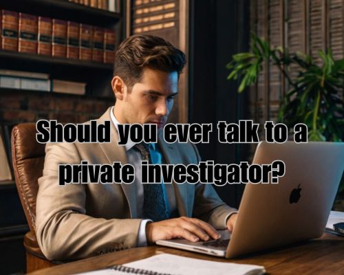 a private investigator doing a virtual meeting with his client
