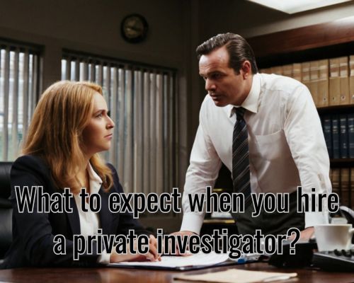 a private investigator and client having a deep talk